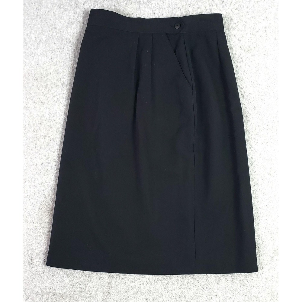 Vintage Illustrations Skirt Womens 8 Black Midi Pleated Lined Pockets USA Office